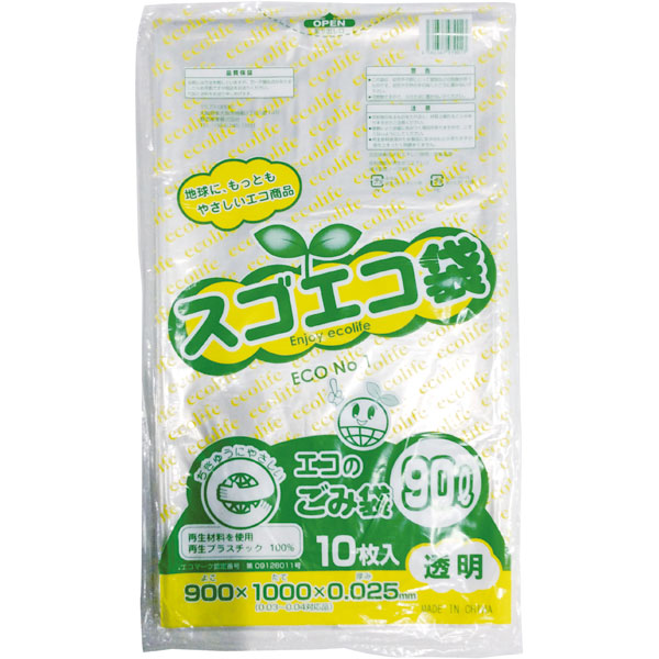 【まとめ買い大特価】生まれ変わりスゴエコＬＤＰＥ袋９０Ｌ澄み切った １０枚（1容れもの/300枚入）×5容れもの 4560367979013