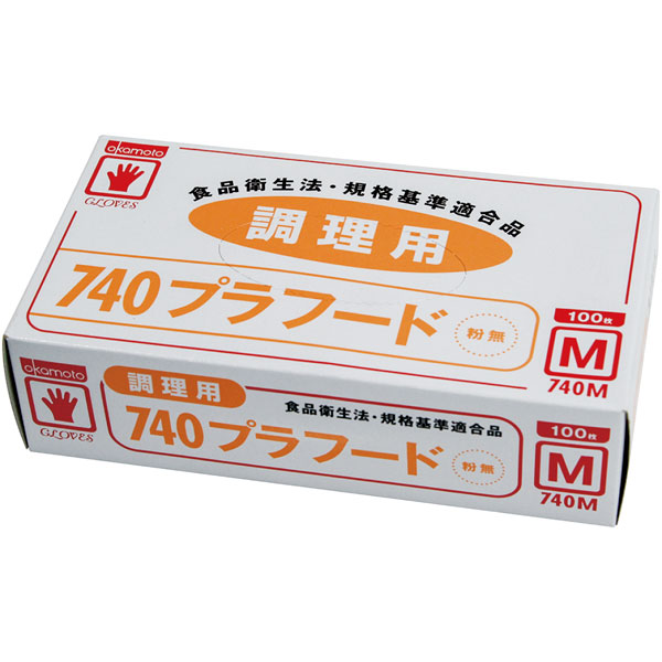 【入れもの売りわたす】 ７４０Ｍイージーグローブ プラフード 粉無 Ｍ １００枚入（1入れもの/20箱入）4547691653680