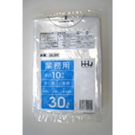 【500枚】30L ポリ袋 GL38 （透明） LLDPE 0.040mm厚 サイズ HHJ 業務用 ゴミ袋　10枚&times;50冊入｜パッケージ・マルシェ