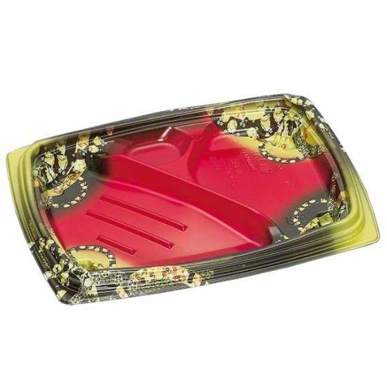 【600枚】祝い膳24-20-4H 小町内赤 本体（PPF＋バイオマス）福助工業 バイオマス容器 環境配慮型 使い捨て 業務用 お弁当容器 （本体のみ） 600枚入