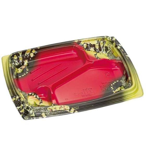 【600枚】祝い膳24-20-2H 小町内赤 本体(PPF+バイオマス)福助工業 バイオマス容器 環境配慮型 使い捨て 業務用 お弁当容器 (本体のみ) 600枚入