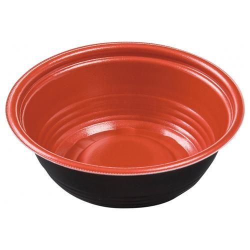 【ケース：600枚入】使い捨て麺容器 MFPホット麺18小（60）R M 赤黒 本体 - Φ179×60 mm エフピコ どんぶり うどん ラーメン そば デリバリー テイクアウト 屋台 テイクアウト 持ち帰り 宅配 レンジ対応