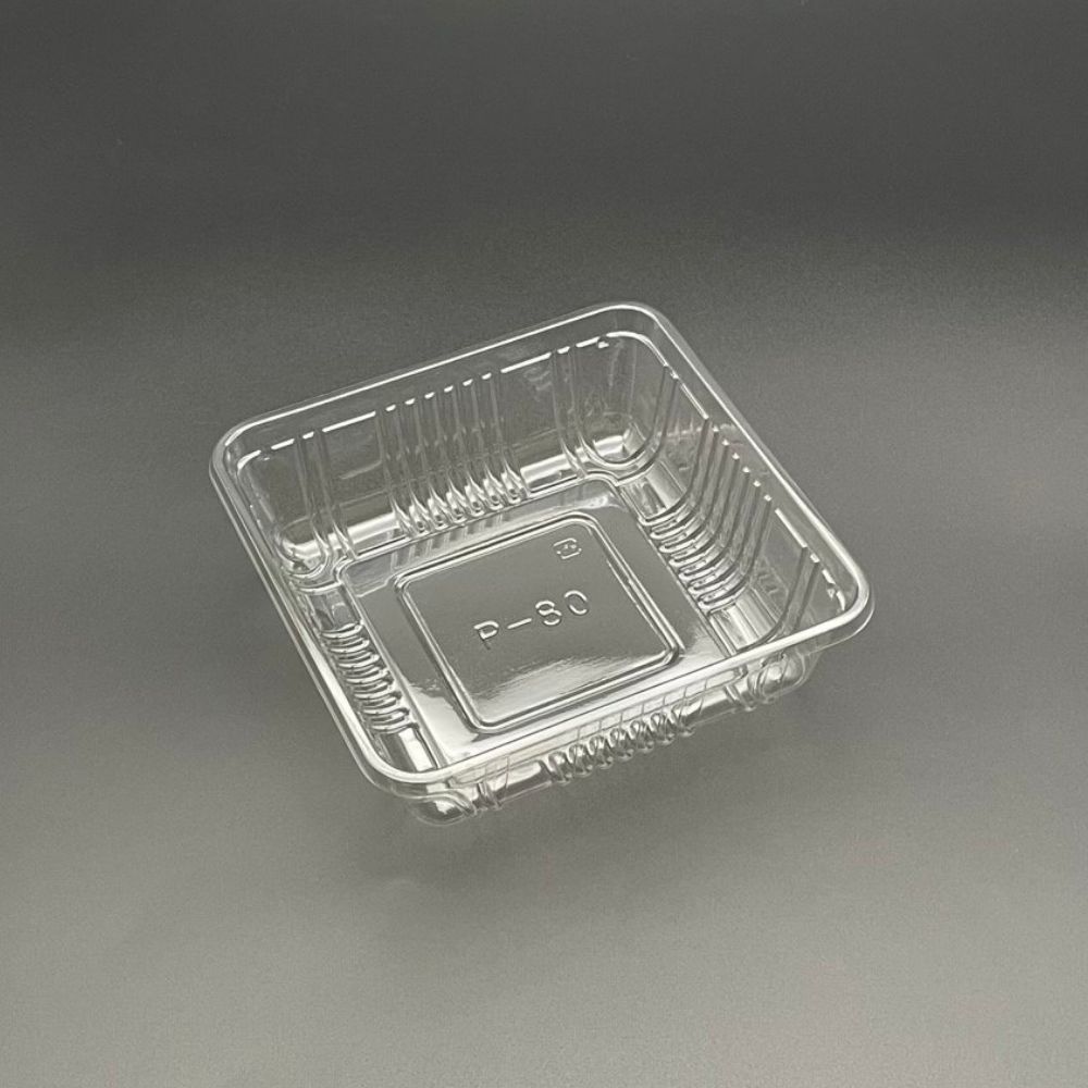 【入れもの：1600枚】使い捨てフルーツ入れもの P-80 100枚入 167×167×48粍 - ミネロン 澄み切った 果物 作物 A-PET 生み出すことお百姓さん 作物店 林檎 梨 ぶどう いちご みかん