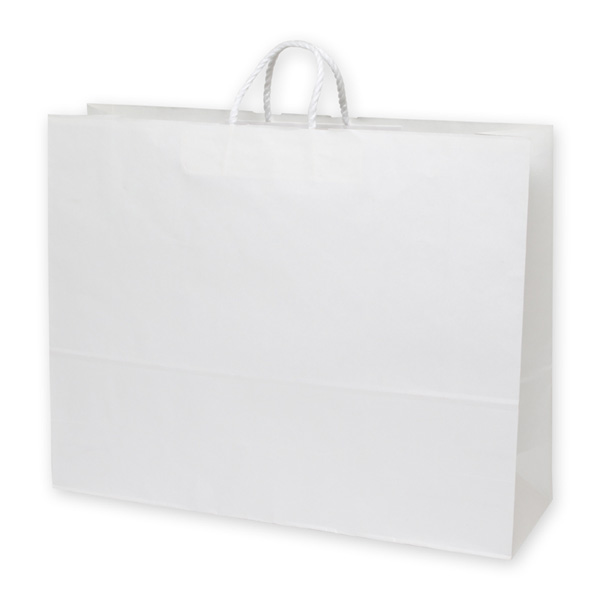 25チャームバッグ 60-2 白無地 片艶タイプ 100枚入 600×180×470mm 持ち帰り紙袋 取っ手付き紙袋 パン ケーキ 最大98％オフ！
