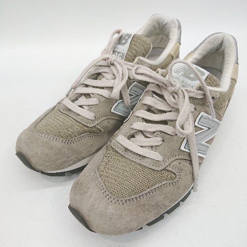 ◇ Θ NEW BALANCE ニューバランス ロゴ入り ローカットスニーカー サイズ23.5 グレージュ系 レディース E  【中古】