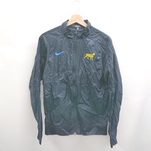 NIKE ナイキ ビッグロゴ ジップアップジャケット 大きいサイズ 2XL 古着 NIKE　ナイキ　ジップアップジャケット　ビッグロゴ　ネイビー　刺繍　90s M