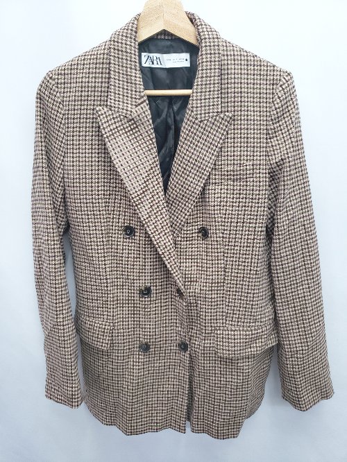 楽天市場】ザラベーシック チェック柄 ダブル テーラードジャケット XS