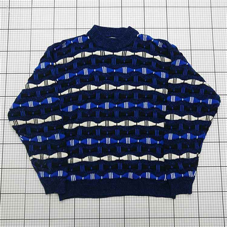 ◇ &supe; ビューグルボーイ BUGLE BOY 幾何学柄ニットセーター ブルー系 メンズ E 【中古】｜フクワウチ