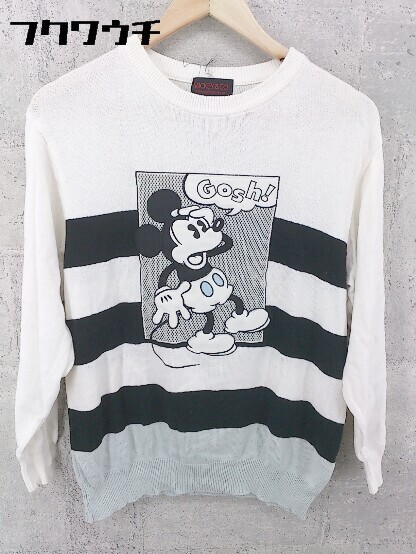 ◇ MICKEYco. ミッキーアンドコー ボーダー 長袖 ニット セーター サイズM ホワイト ブラック メンズ