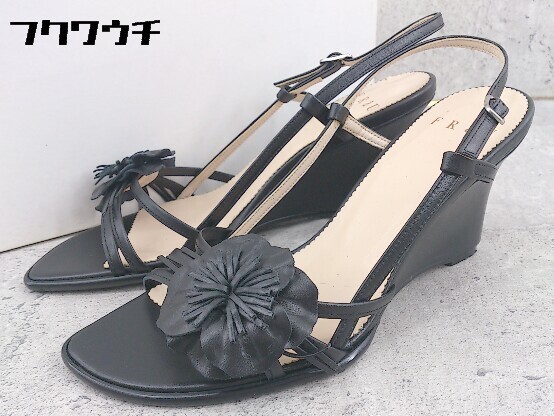 230円 【予約中!】 FRAU フラウ アンクルストラップ ウェッジソール サンダル 23 ブラック 1002799575331