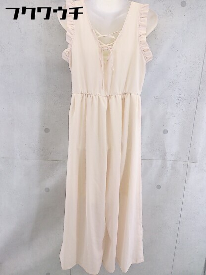 ◇oneafteranotherNICECLAUPレースアップノースリーブオールインワンベージュレディース【中古】