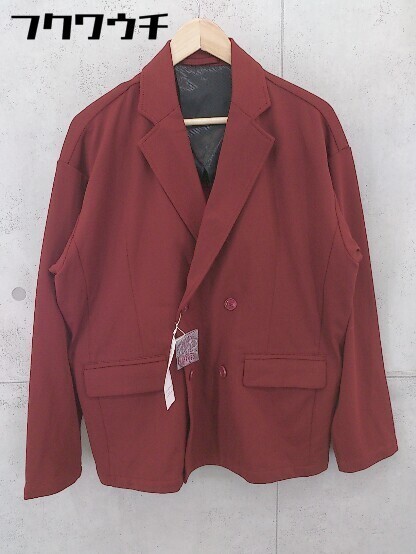◇ ●新品● ◎ Loungewear by beno タグ付 ダブル4B 長袖 テーラード ジャケット サイズM ワインレッド メンズ