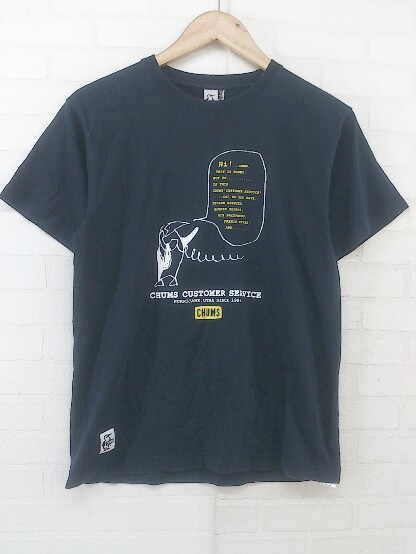 【楽天市場】 CHUMS チャムス プリント コットン100% 半袖 Tシャツ カットソー サイズM ネイビー イエロー ホワイト系 メンズ