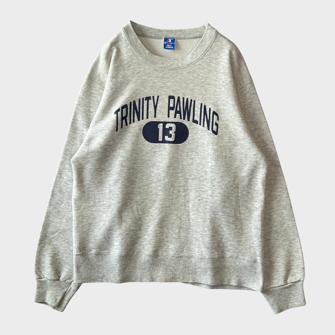【海外直輸入USED品】90's Champion チャンピオン TRINITY PAWLING カレッジスウェット グレー (L) /B3463S-SO