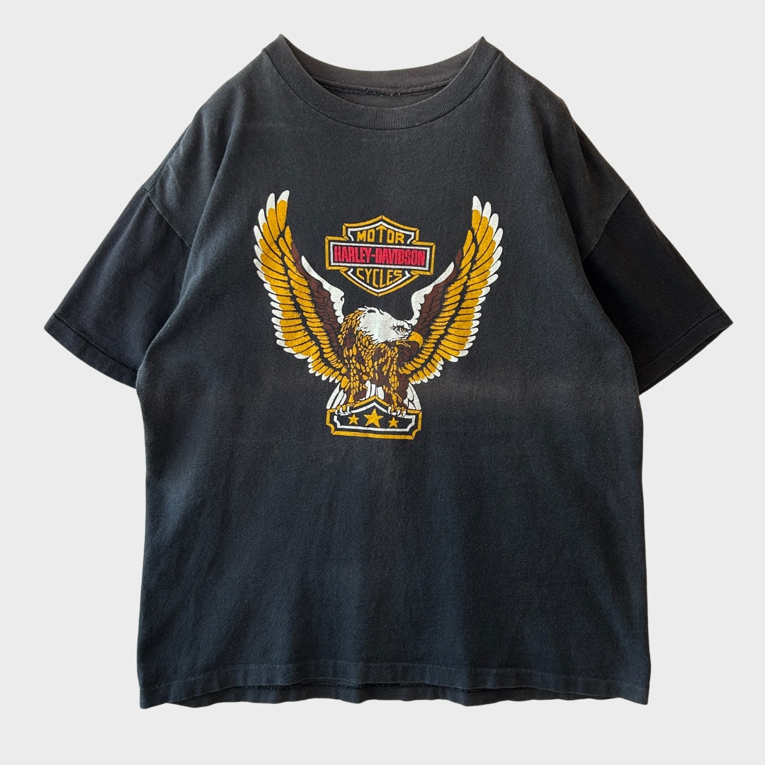 【海外直輸入USED品】90's Harley-Davidson ハーレー イーグル プリントTシャツ 黒 (サイズ不明)/A6960T-SO