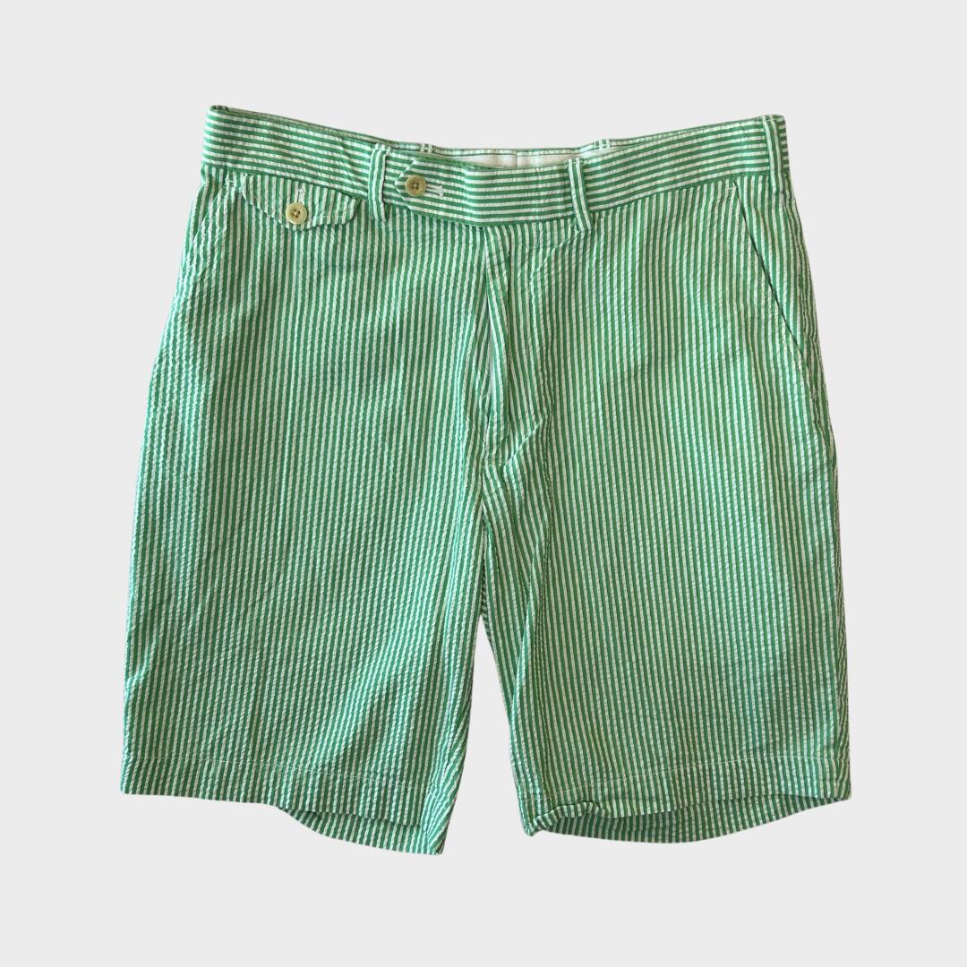 【海外直輸入USED品】Polo Golf ラルフローレン シアサッカーストライプショーツ 緑白 (32)A4434T-SO