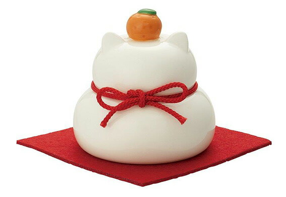 楽天市場】DK-35798 陶器の猫鏡餅 L フェルトマット付き 陶製 猫耳