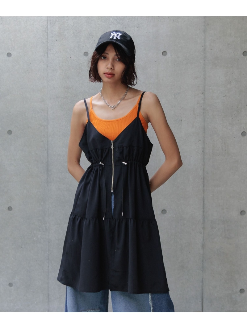 フロントZIPチュニックワンピース PAGEBOY ページボーイ ワンピース・ドレス チュニック ブラック ホワイト【送料無料】[ Fashion]