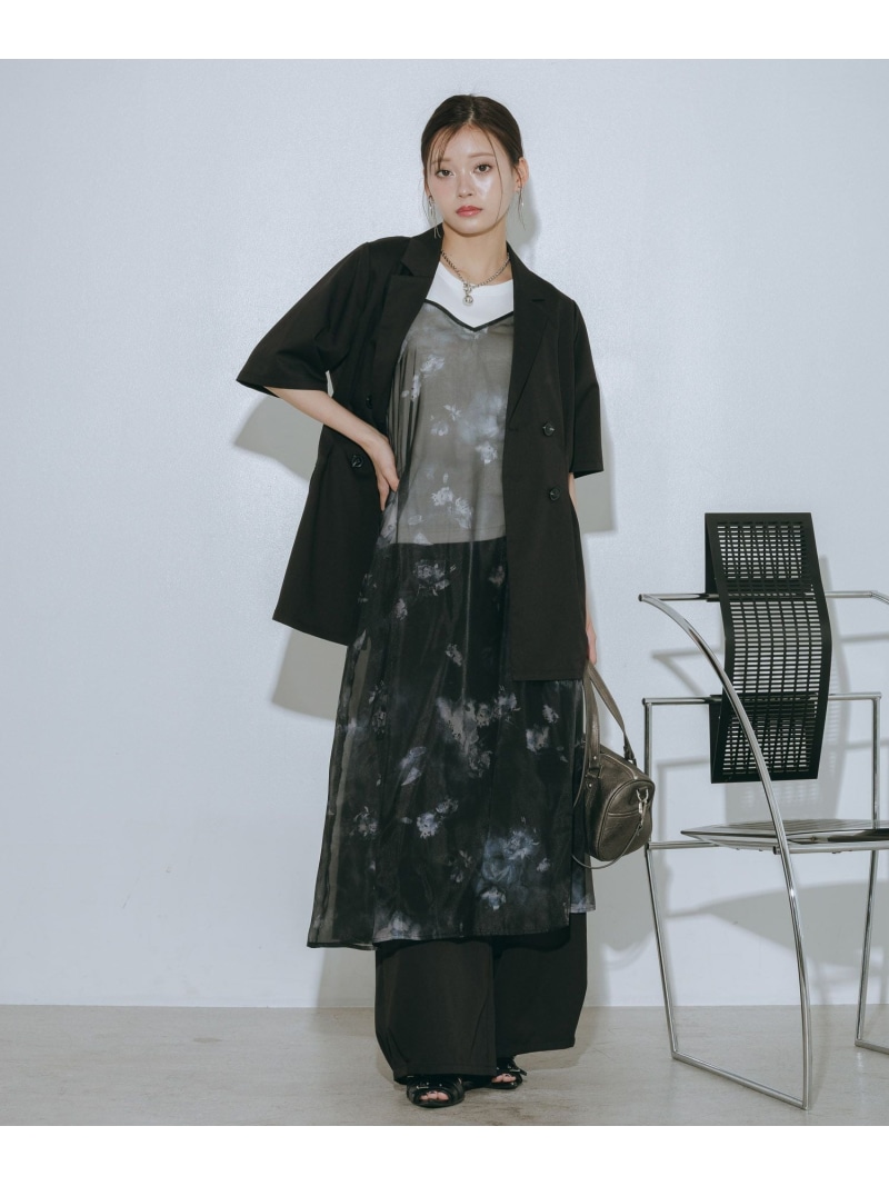 スモークフラワーシアーワンピース PAGEBOY ページボーイ ワンピース・ドレス ワンピース ブラック グレー【送料無料】[ Fashion]｜PAGEBOY