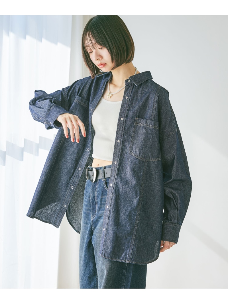 【SALE／16%OFF】ウエストベルトデニムシャツ PAGEBOY ページボーイ トップス シャツ・ブラウス ブルー ブラック【RBA_E】【送料無料】[ Fashion]