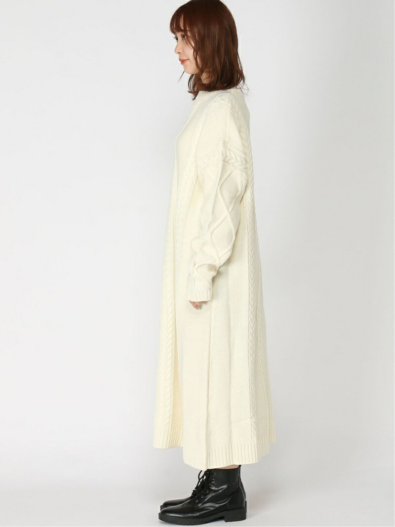 楽天市場 Rakuten Fashion ケーブルmixニットop Pageboy ページボーイ ワンピース ニットワンピース ホワイト 送料無料 Pageboy