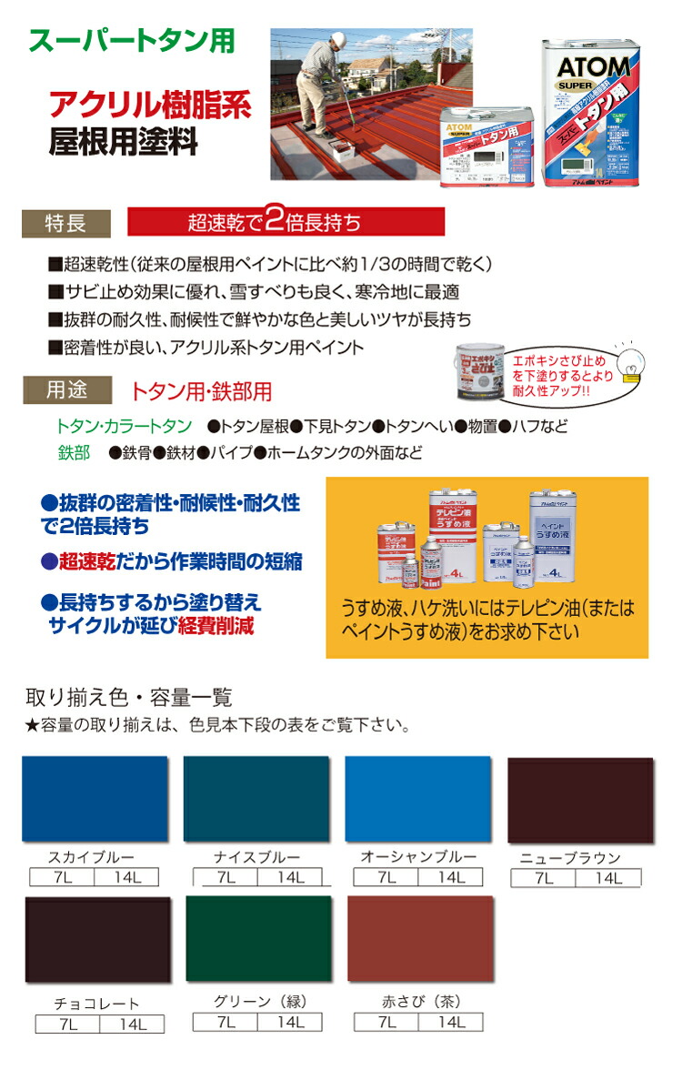 Dc かべ紙 床用アトムハウスペイント 塗料 ペンキ 油性スーパートタン用7l一般色 各色 ペイントガレージ超速乾トタン用塗料 塗りやすさと耐久性抜群 Dc かべ紙 床用アトムハウスペイント 塗料 ペンキ 油性スーパートタン用7l一般色 各色 ペイントガレージ超速乾トタン用塗料 塗りやすさと耐久性抜群