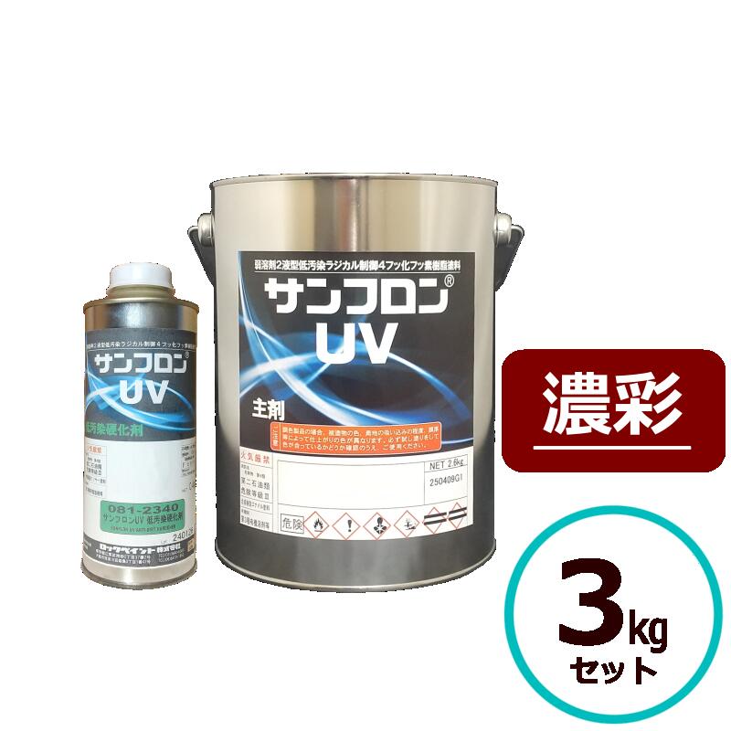 ロックペイント サンフロンUV 濃彩 3kgセット フッ素 塗料 外壁 建築 鉄部 屋根｜ペイントテクノ店