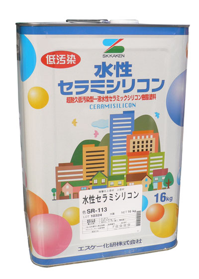 楽天市場 最安値最短納期に挑戦 水性セラミシリコン 限定色 ツヤあり 16kg 45 64平米分 エスケー化研 水性 内外装 防カビ 防藻 低汚染 自社調色につき即日出荷 ペンキ屋モリエン