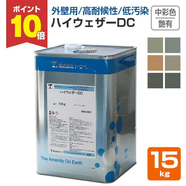 【4/18限定P10倍】 ハイウェザーDC　艶有・中彩色　15kg　（トウペ/水性一液ハルスハイブリット樹脂塗料）