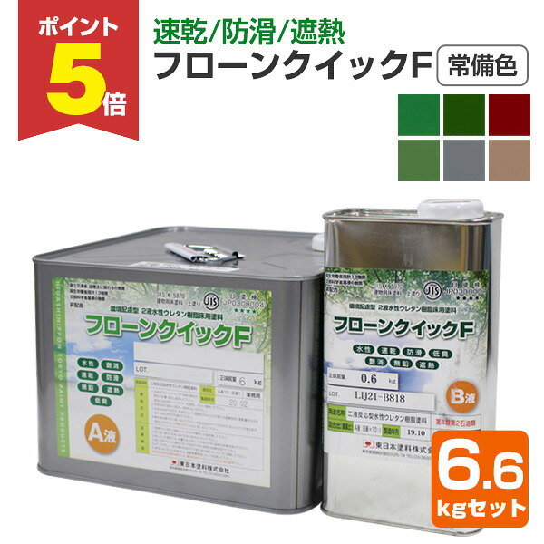 【期間限定P5倍】 東日本塗料 フローンクイックF 艶消 常備色 6.6kgセット