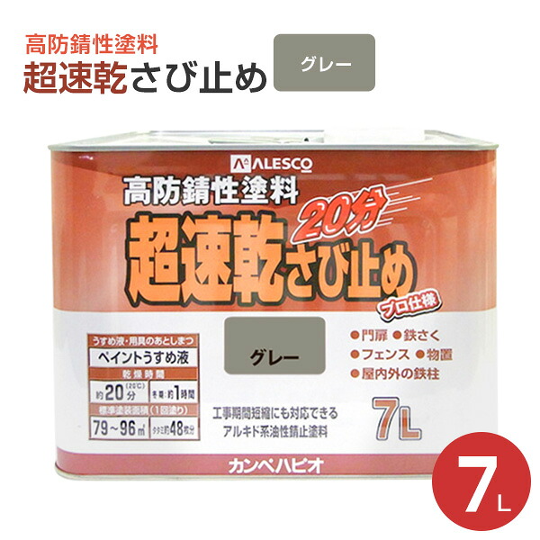 【期間限定P5倍】 カンペハピオ 超速乾さび止め グレー 7L