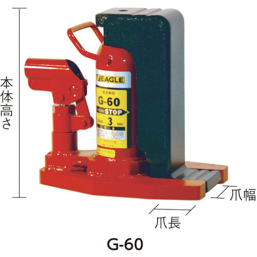 イーグル レバー回転・安全弁付爪つきジャッキ 爪能力５ｔ 爪ロング