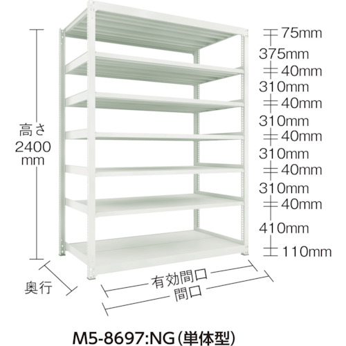 メーカー包装済 楽天市場 ｔｒｕｓｃｏ ｍ５型中量棚 １５００ｘ７２１ｘｈ２４００ ７段 単体 ネオグレ M ペイントアンドツール 最新コレックション Psht Or Id