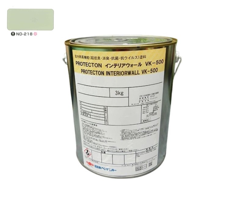 ＰＲＯＴＥＣＴＯＮインテリアウォール　VK500　ＮＤ－２１８　3kg【日本ペイント】室内塗料　ウイルス対策　上塗　淡彩