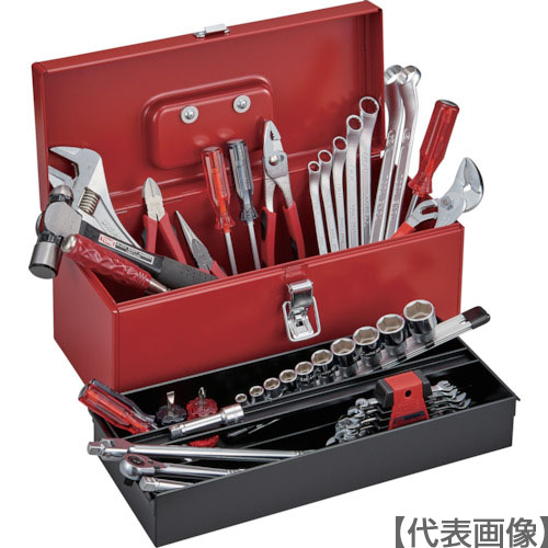 ＴＯＮＥ　整備用工具セット　ツールセット　４３ｐｃｓ　レッド　間口４１０&times;奥行１７５&times;高さ１７５ｍｍ（TSA3120）810-9348【ＴＯＮＥ（株）】｜ペイントアンドツール 30,327円
