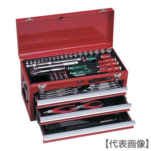 ＴＯＮＥ　整備用工具セット　ツールセット　差込角９．５ｍｍ　７２点セット　マットブラック（TSA350BK）337-8314【ＴＯＮＥ（株）】｜ペイントアンドツール
