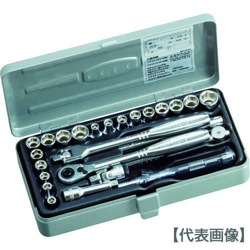 ＴＯＮＥ　ソケットレンチセット　６角タイプ　差込角６．３５ｍｍ　２５点セット（S2187C）818-8764【ＴＯＮＥ（株）】｜ペイントアンドツール