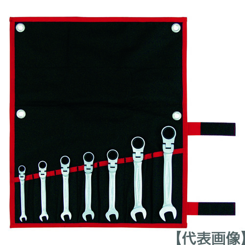 ＴＯＮＥ　コンビネーションラチェットレンチ　首振ラチェットめがねレンチセット　７点セット（RMF700）323-5271【ＴＯＮＥ（株）】｜ペイントアンドツール