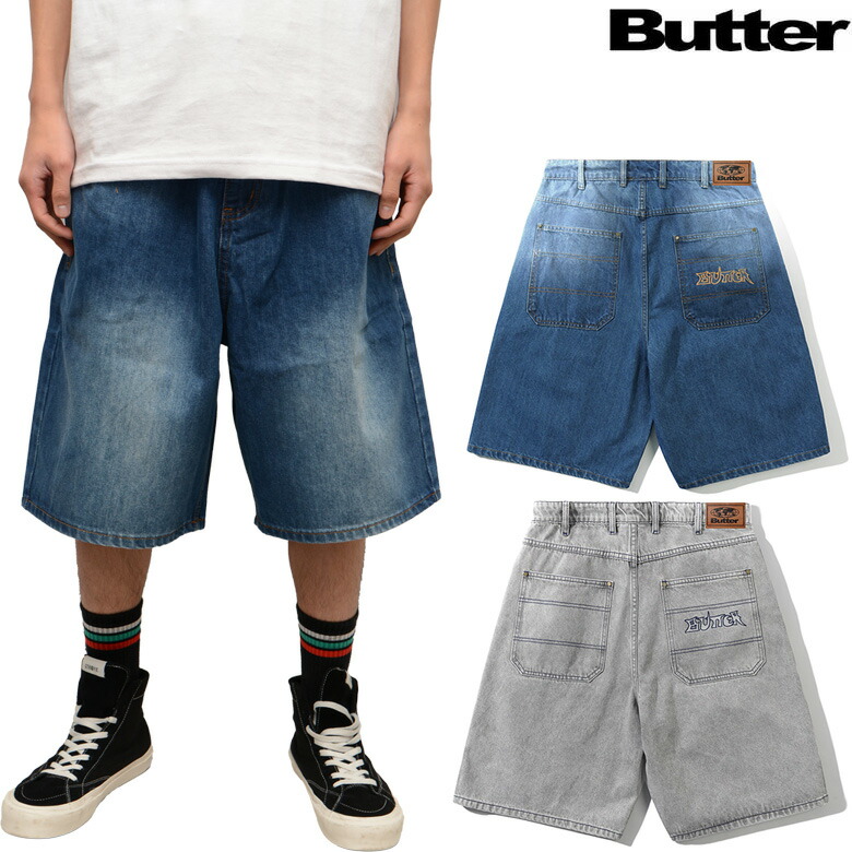 牛酪グッズ 二分の一ズボン下 BUTTER GOODS ENCOUNTER DENIM SHORTS ジーンズさる股引き デニム 滑る さる股引き さる股引き JEANS スケーター 置き目取りまわし店