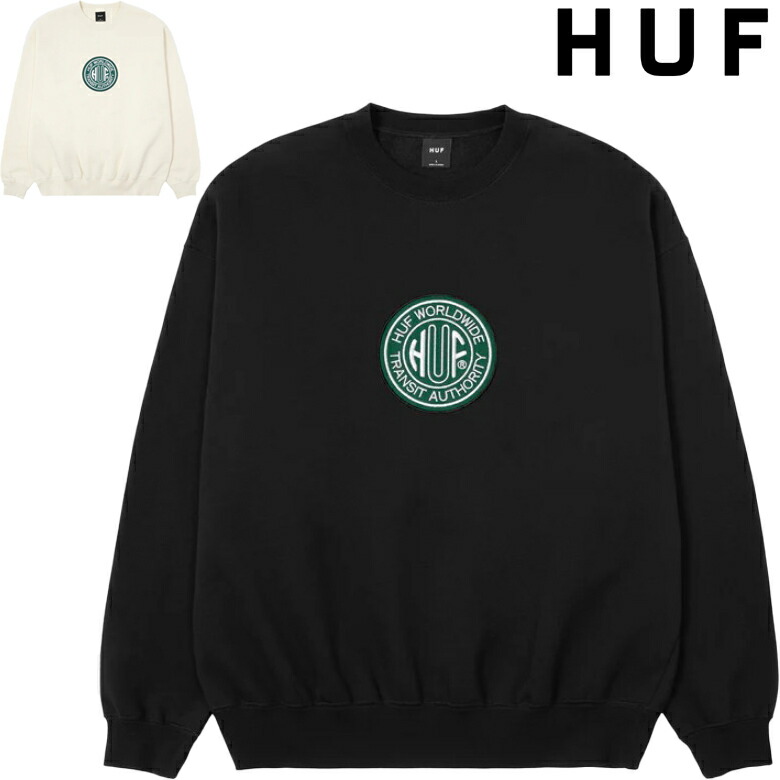 ハフ 調教師 HUF TRANSIT AUTHORITY CREW NECK 汗水 労働者の一団のど首 SWEAT トレーナー 滑る スケーター PF00760