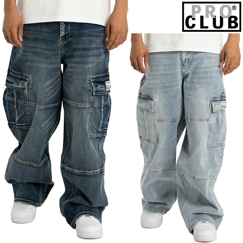 PRO CLUB 極太バギーデニム　ワイドデニムパンツ　濃紺 PRO CLUB 極太バギーデニム ワイドデニムパンツ 濃紺