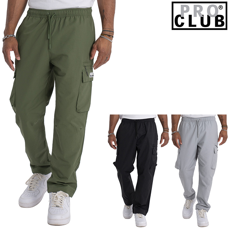 Pro Club】メタリック ナイロン カーゴ パンツ & ジャケット　オリーブ Pro Club】メタリック ナイロン カーゴ パンツ & ジャケット