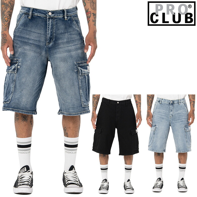 労働者階級野球クラブ 二分の一ズボン下 PRO CLUB BAGGY DENIM CARGO SHORT カーゴショーツ ジーンズさる股引き バギーショートパンツ バギーショーツ 労働者階級 野球クラブPROCLUB デニムバギーパンツ 表どおり さる股引き デニム メンズ 広広としたズボン下 ルーズフィット 大層らしい大きさ 52パソコン0601