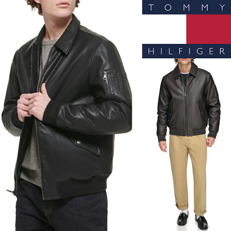 トミー・ヒルフィガー アウター TOMMY HILFIGER FAUX LEATHER CLASSIC MILITARY BOMBER ジャケット ジャンパー ブルゾン フォックスレザージャケット トミーヒルフィガー 153AU029 JACKET