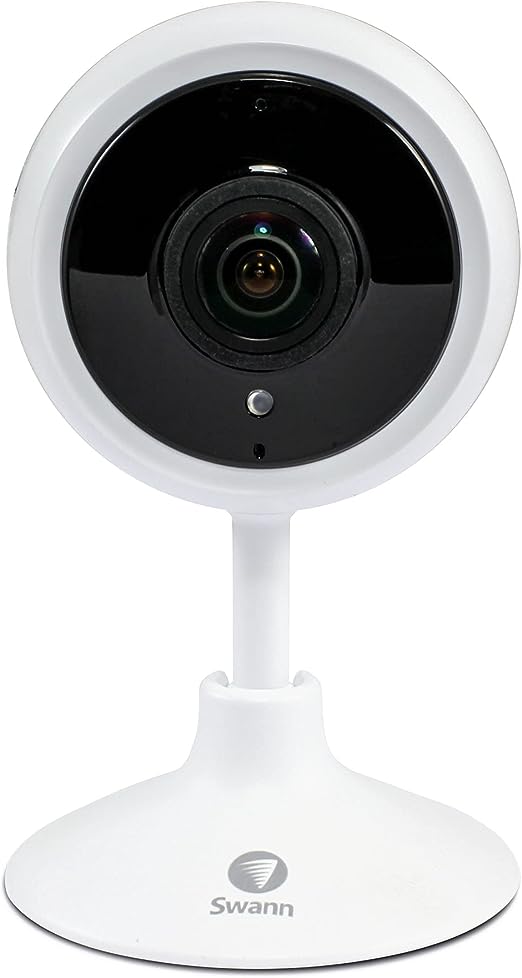 送料無料(沖縄・北海道・離島を除く)☆Swann 自動追跡フルHD WiFiカメラ 1080p 2MP（1920 x 1080ピクセル）セキュリティ 小型カメラ 32GB SDカード付き 屋内仕様 赤外線暗視機能 SWIFI-TRACKCM32GB-JP 音声アシスタント対応 ホワイト