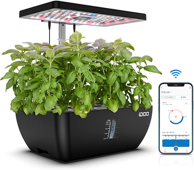★iDOO 水耕作りだす仕かける Wi-Fi 適用業務相応う 遠さ取り締まり 観葉草木 プランター 鉢 室内装飾 室内家庭菜園 苗 果物 蔬菜 草木育みそだてるLEDともし火 自動小銃水循環過程取り合わせ積み上げる 照明ランプ影法師の高さ調節する能力のある 同時に12株蔬菜作りだす能力のある IG302S 適用業務で遠さ取り締まり相応う