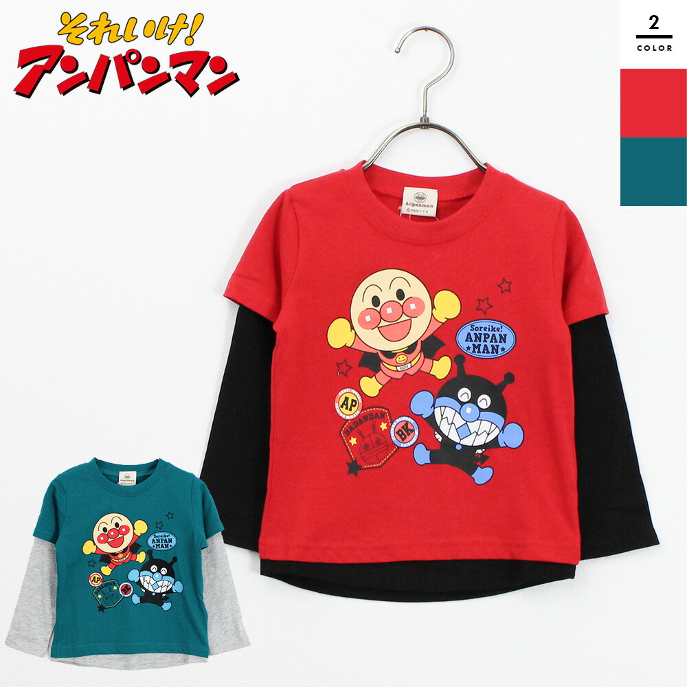 アンパンマン　背中バイキンマン　半袖　Tシャツ　トップス 袖赤 #547 アンパンマン 背中バイキンマン 半袖 Tシャツ トップス 袖赤 #547
