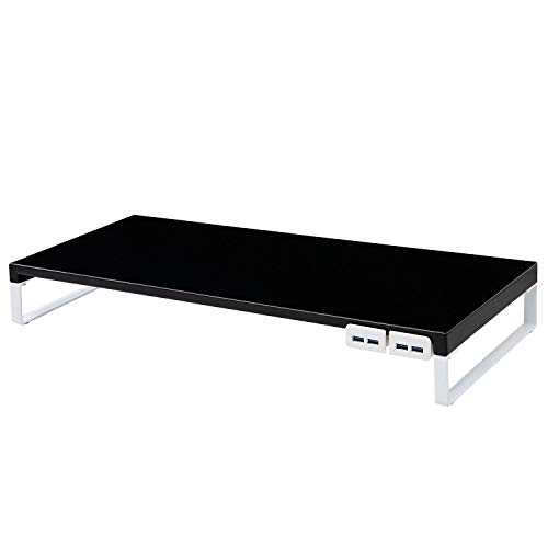 リヒトラブ マイコン台 管する台 USB 机上台 黒 幅59×奥ふかさ25.4×高さ8糎 USB3.0こしき付 耐荷重15kg A7334-24 パソコン・周辺機器-その他