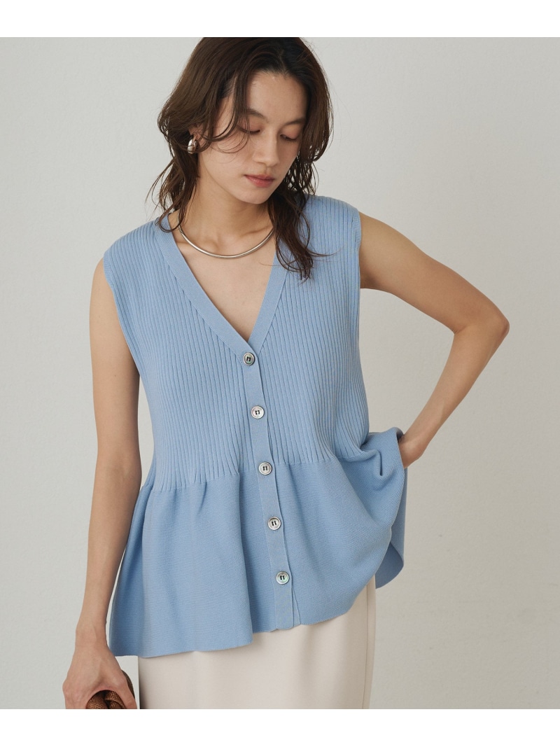 【SALE／68%OFF】【Loungedress】ペプラムノースリニット PAL GROUP OUTLET パル グループ アウトレット トップス ニット ブルー【RBA_E】【送料無料】[ Fashion]