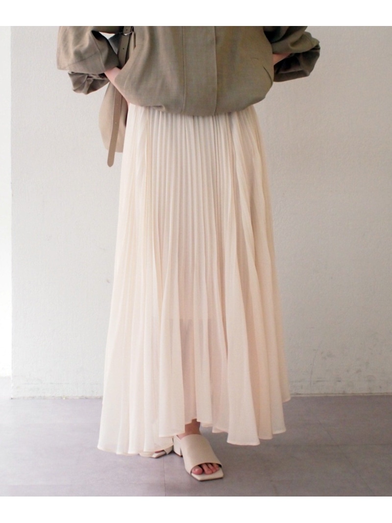 【SALE／66%OFF】【Loungedress】シアープリーツスカート PAL GROUP OUTLET 茶飲み友だち 人だかり 降車口 スコート ロング・マキシスコート 白いこと 薄墨色【RBA_E】【貨物輸送無料】[ Fashion]